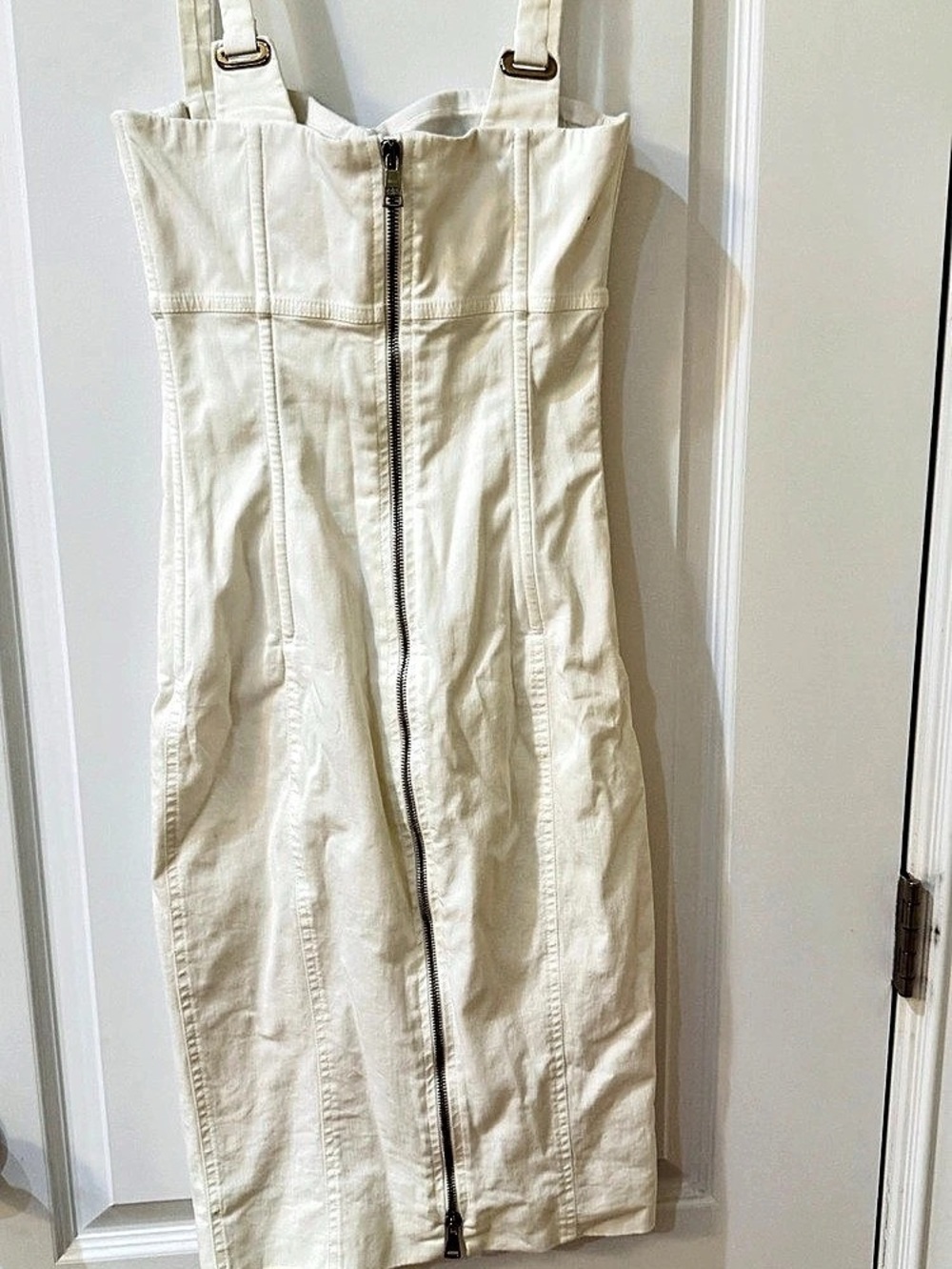Dolce & Gabbana White Denim Bustier Corset Midi Dress in Cream Size 36 - Picture 2 of 5